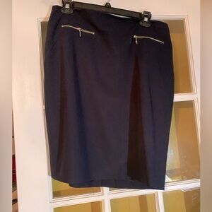Tommy Hilfiger Navy Pencil Skirt with Zipper Details